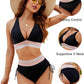 🔥Summer Sale 49% OFF💥👙High Waisted Tummy Control Color Block Bikini Sets