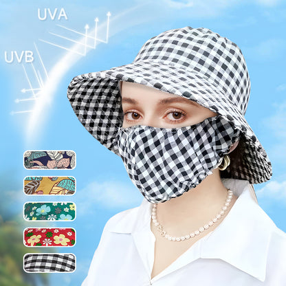 ⏳ Limited time 50% off! 💥Women's Floral Print Bucket Sun Hat with Mask (The more you buy, the higher the discount)