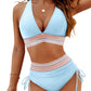 🔥Summer Sale 49% OFF💥👙High Waisted Tummy Control Color Block Bikini Sets