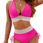 🔥Summer Sale 49% OFF💥👙High Waisted Tummy Control Color Block Bikini Sets