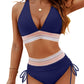 🔥Summer Sale 49% OFF💥👙High Waisted Tummy Control Color Block Bikini Sets