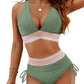 🔥Summer Sale 49% OFF💥👙High Waisted Tummy Control Color Block Bikini Sets