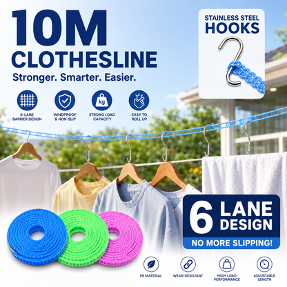 🏠🚫 No drilling, no damage! Portable clothesline clamps anywhere – balcony, bathroom or garden. ⌛ 50% off! 🔥