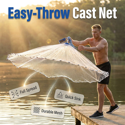 📢📢40% OFF !! ⏰ Easy-Throw Cast Net – Heavy-Duty Mesh, Rapid Sinking, Versatile 🌊