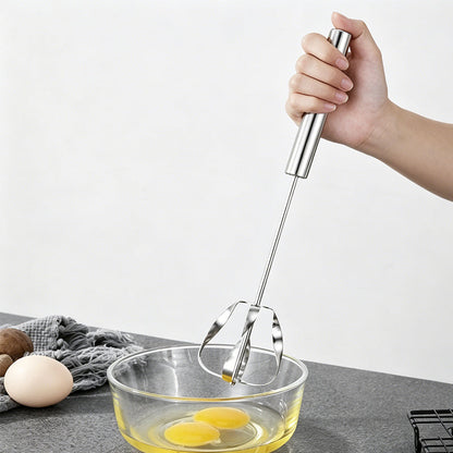 ❄️Summerfresh 50% OFF!🥚Stainless Steel Push-Action Rotary Whisk – Manual Egg Beater for Eggs, Sauces & Light Batters