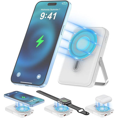 🔥 50% OFF! 🔋Magnetic Fast Charging Power Bank With Stand